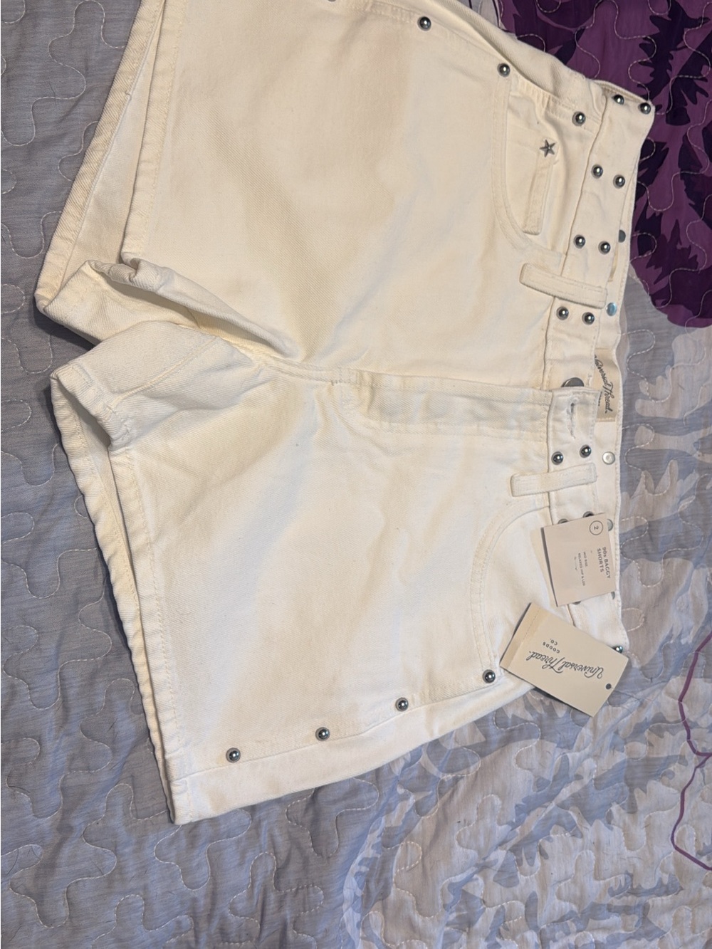 Universal Thread White Denim Shorts with Silver Studs